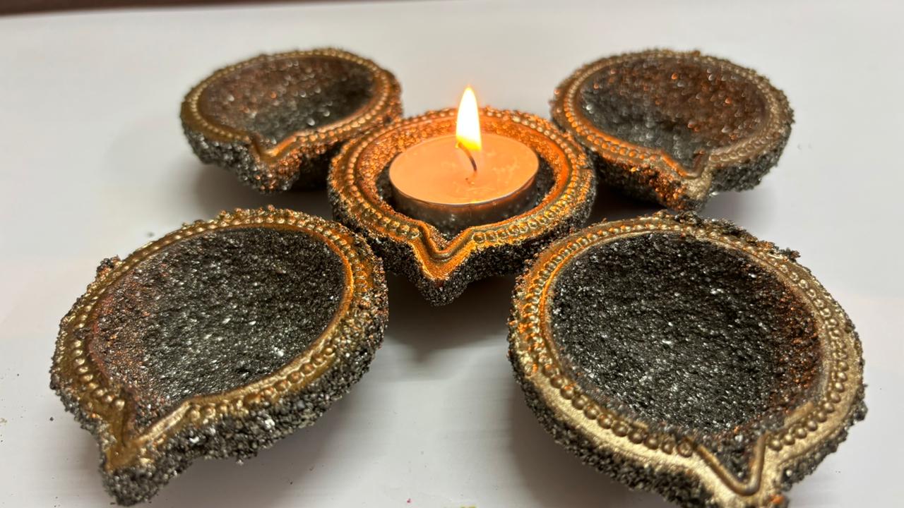 Pyrite Coated Diya